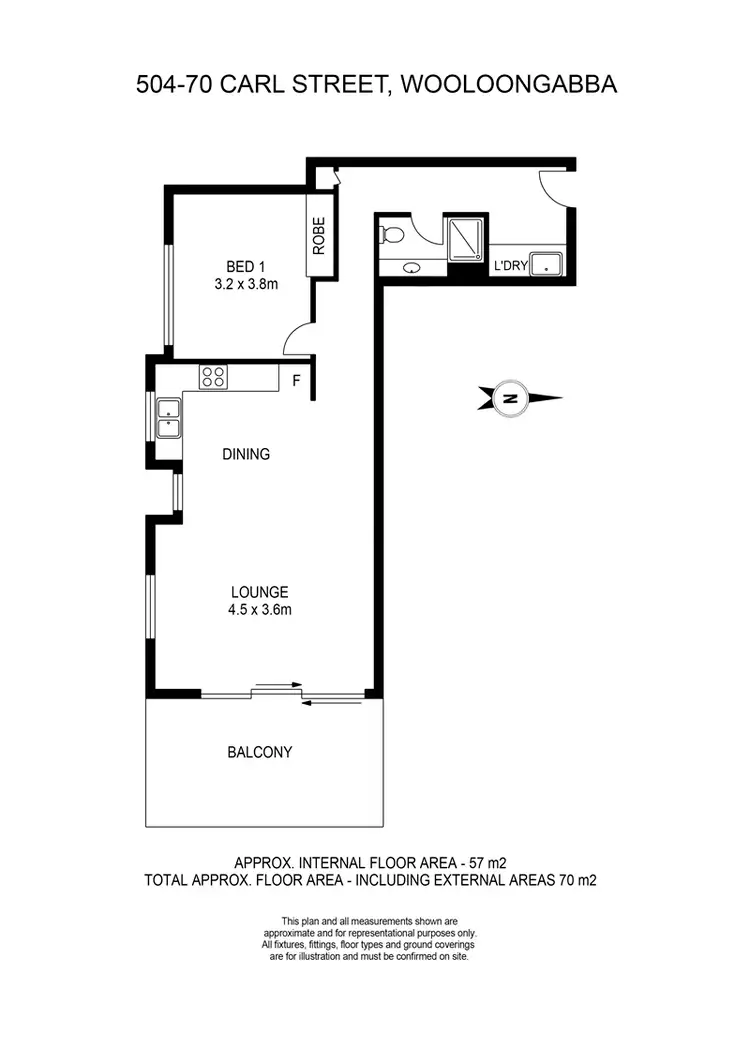 Floorplan of Homely unit listing, 504/70-74 Carl Street, Woolloongabba QLD 4102