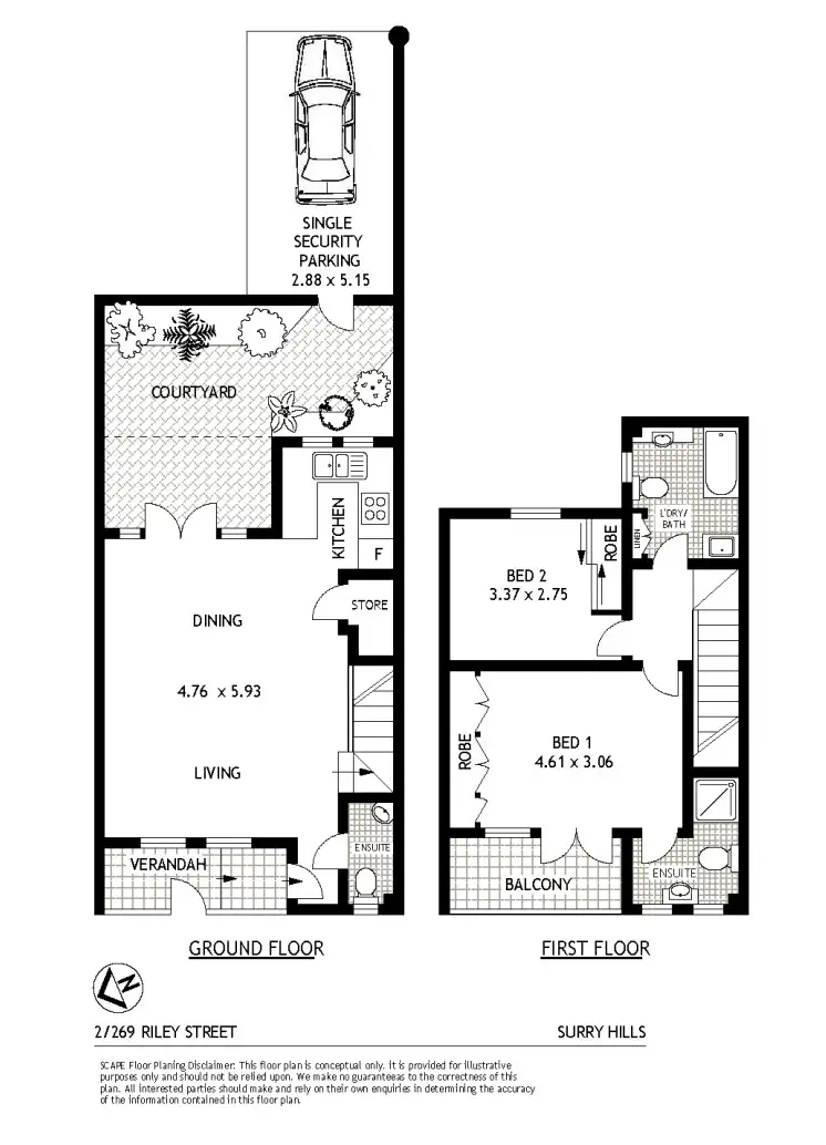 Floorplan of Homely apartment listing, 2/269-277 Riley Street, Surry Hills NSW 2010