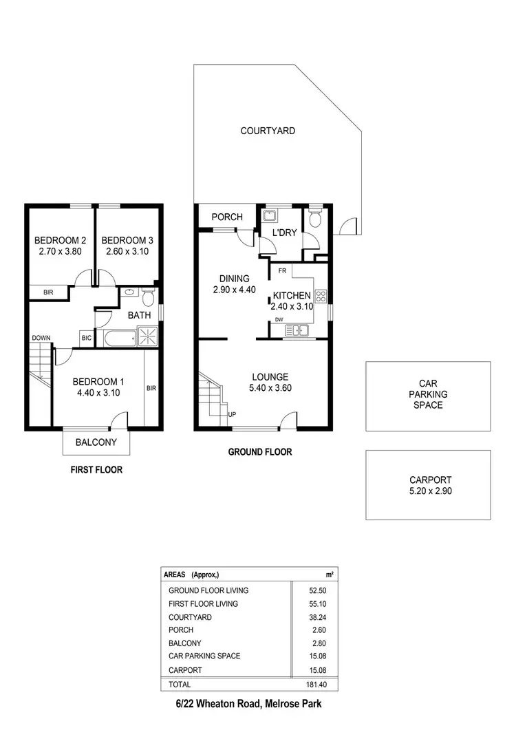 Floorplan of Homely townhouse listing, 6/22 Wheaton Road, Melrose Park SA 5039