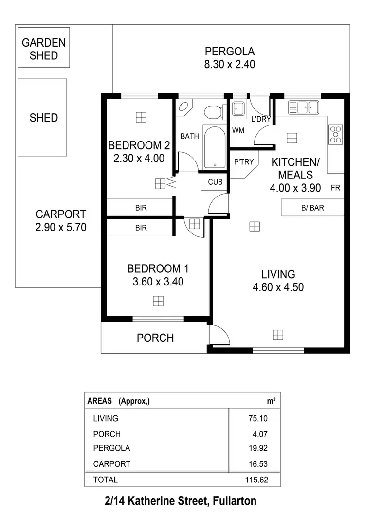 Floorplan of Homely unit listing, 2/14 Katherine Street, Fullarton SA 5063