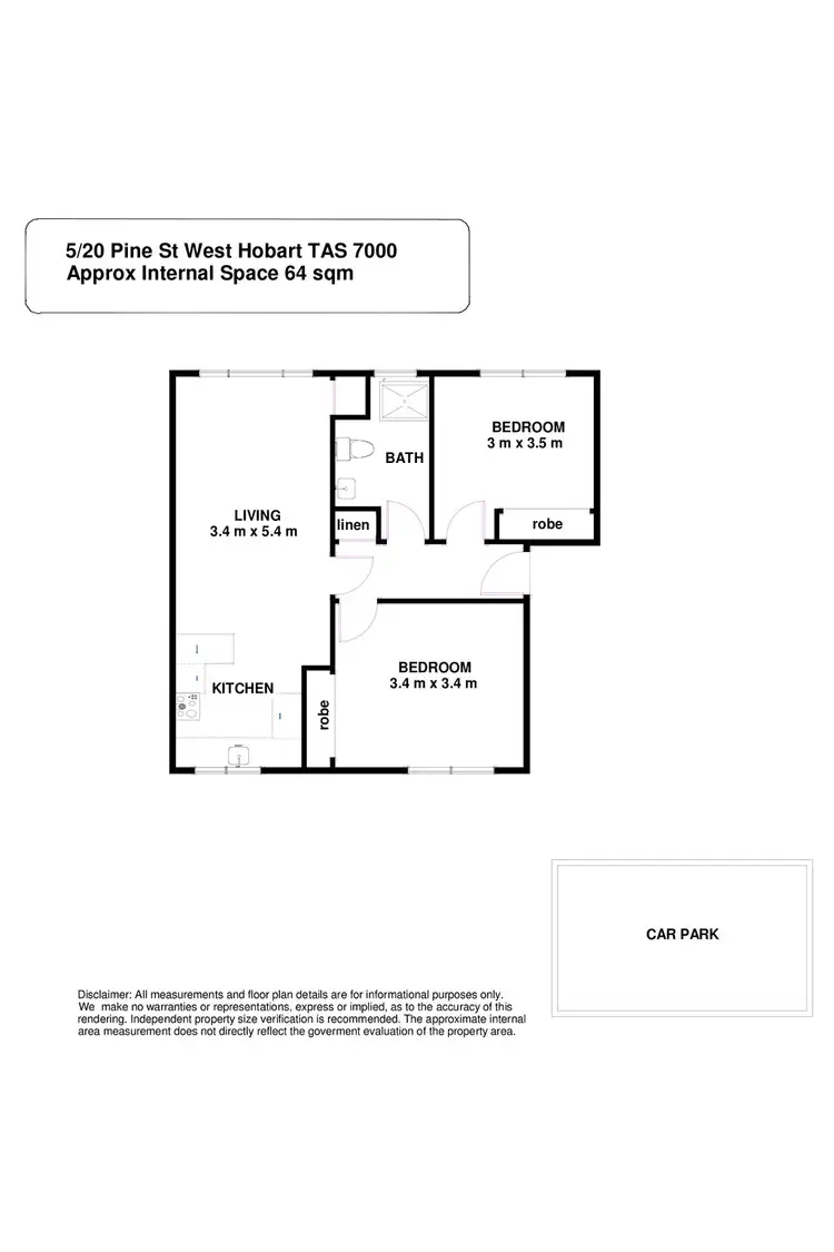 Floorplan of Homely unit listing, 5/20 Pine Street, West Hobart TAS 7000