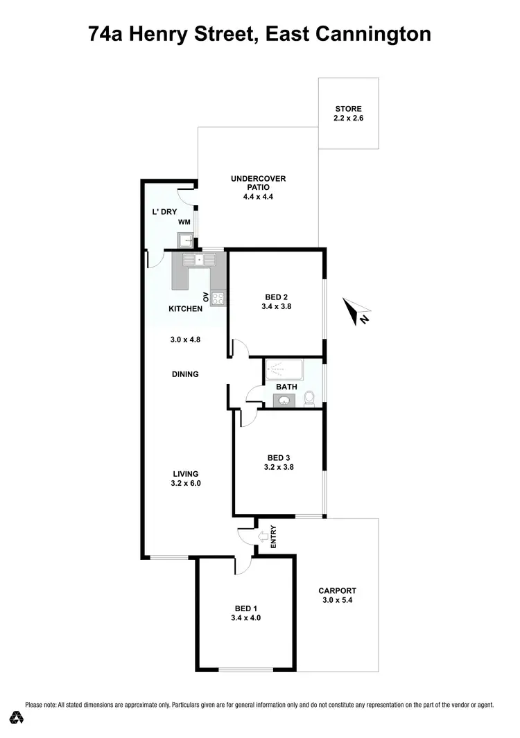 Floorplan of Homely semi-detached listing, 74a Henry Street, East Cannington WA 6107