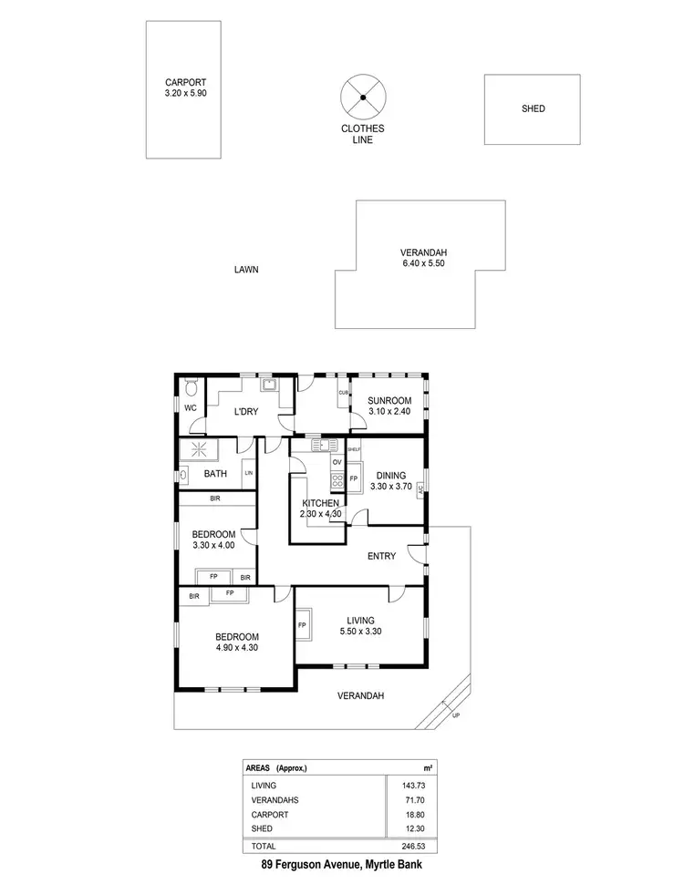 Floorplan of Homely house listing, 89 Ferguson Ave, Myrtle Bank SA 5064