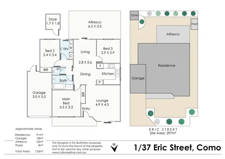 Floorplan of Homely villa listing, 1/37 Eric Street, Como WA 6152