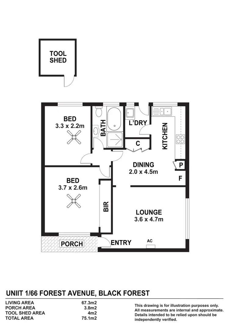Floorplan of Homely unit listing, 1/66 Forest Avenue, Black Forest SA 5035