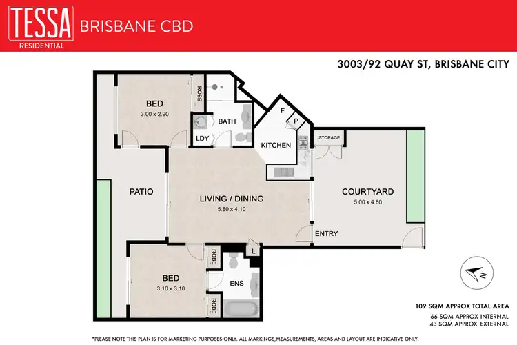 Floorplan of Homely apartment listing, 3003/92 Quay Street, Brisbane City QLD 4000