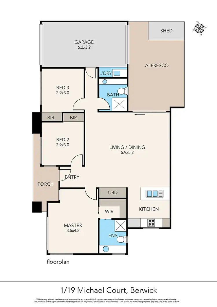 Floorplan of Homely unit listing, 1/19 Michael Court, Berwick VIC 3806