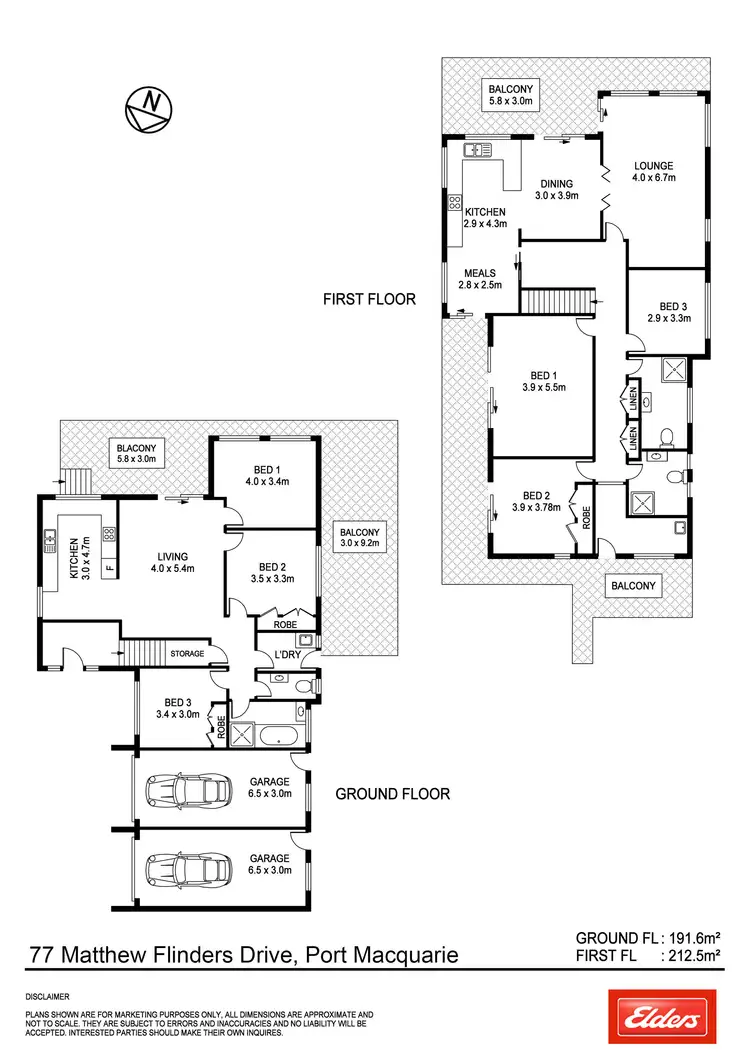 Floorplan of Homely block of units listing, 1 & 2/77 Matthew Flinders Drive, Port Macquarie NSW 2444