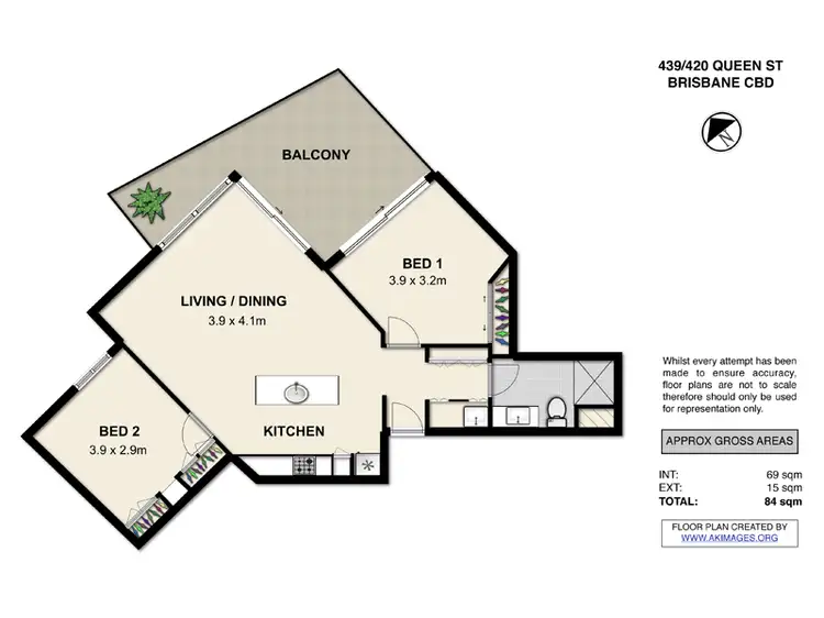 Floorplan of Homely apartment listing, 439/420 Queen Street, Brisbane City QLD 4000