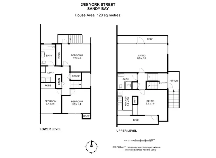 Floorplan of Homely unit listing, 2/85 York Street, Sandy Bay TAS 7005