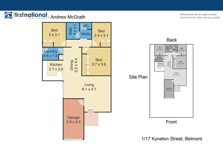 Floorplan of Homely semi-detached listing, 1/17 Kyneton Street, Belmont NSW 2280