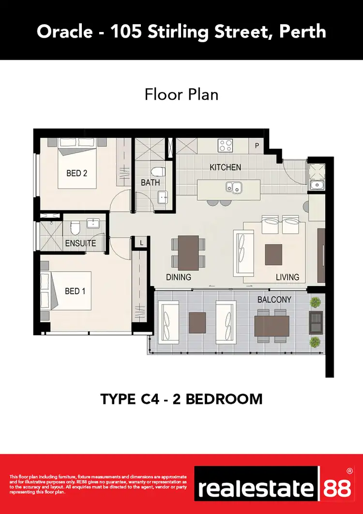 Floorplan of Homely apartment listing, 1906/105 Stirling Street, Perth WA 6000