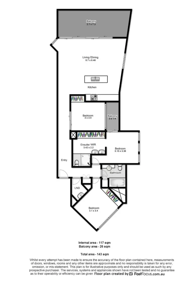 Floorplan of Homely apartment listing, 411/30 Macrossan Street, Brisbane City QLD 4000