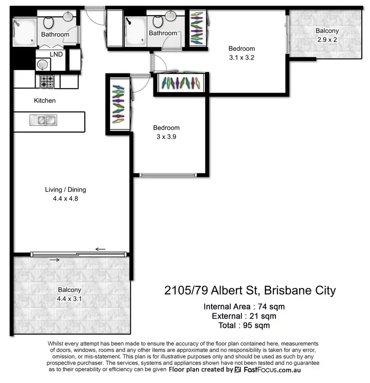 Floorplan of Homely apartment listing, 2105/79 Albert Street, Brisbane City QLD 4000