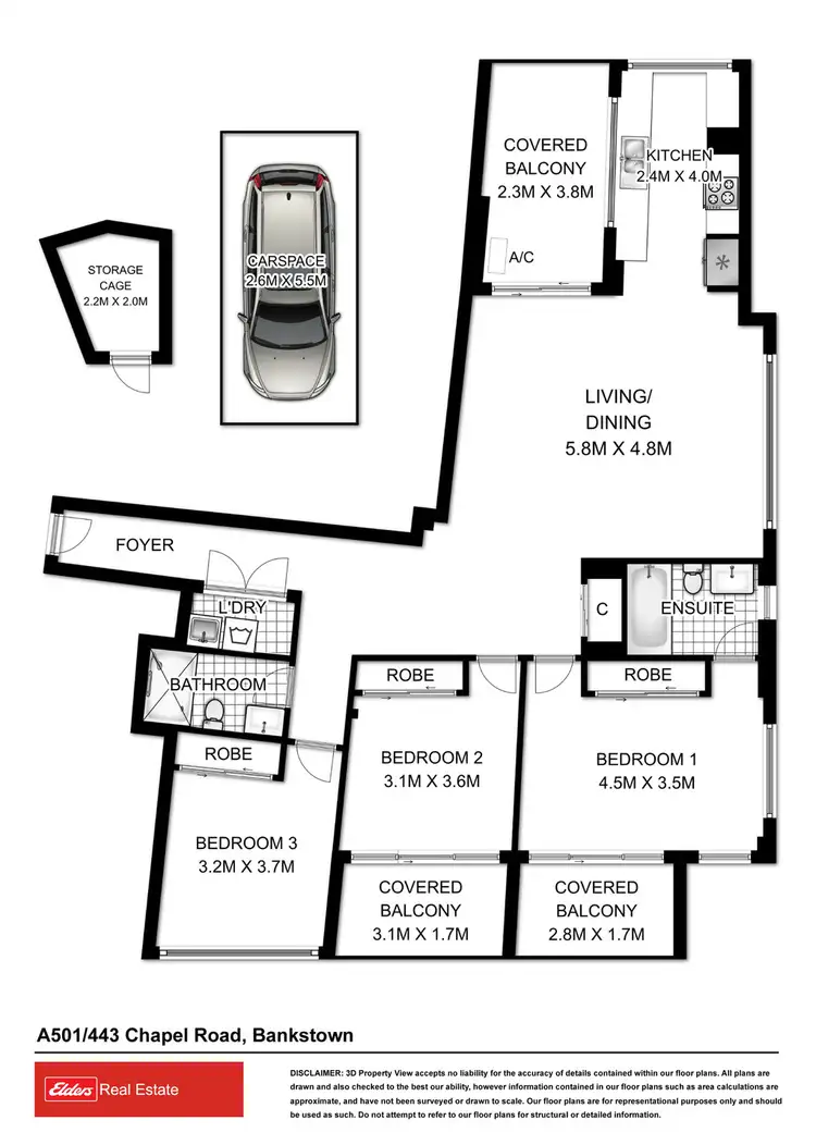 Floorplan of Homely unit listing, A501/443 Chapel Road, Bankstown NSW 2200