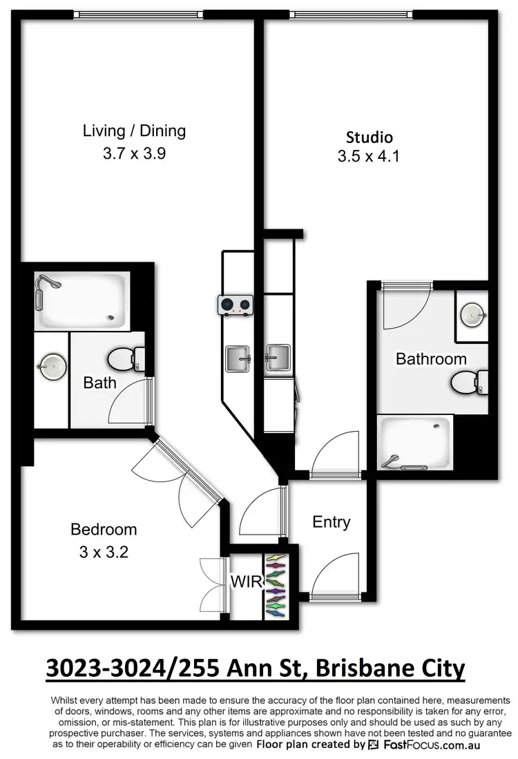 Floorplan of Homely apartment listing, 3023-3024/255 Ann Street, Brisbane City QLD 4000
