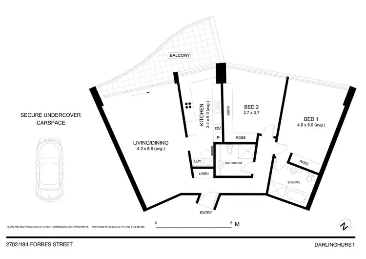 Floorplan of Homely apartment listing, 2702/184 Forbes Street, Darlinghurst NSW 2010