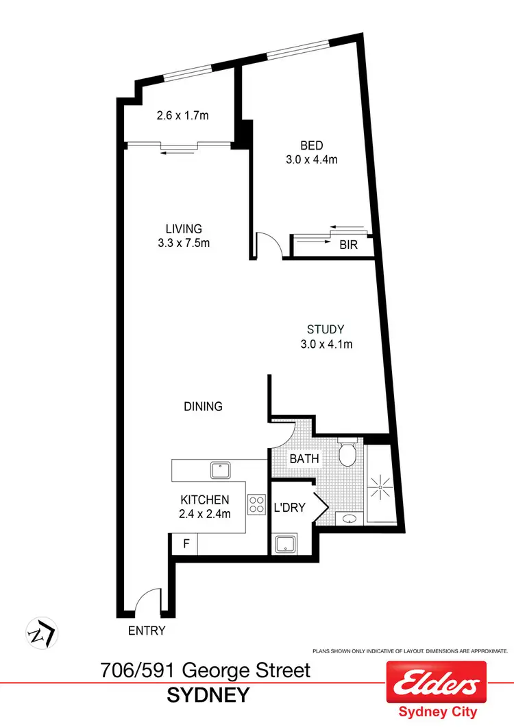 Floorplan of Homely apartment listing, 706/591 George Street, Sydney NSW 2000
