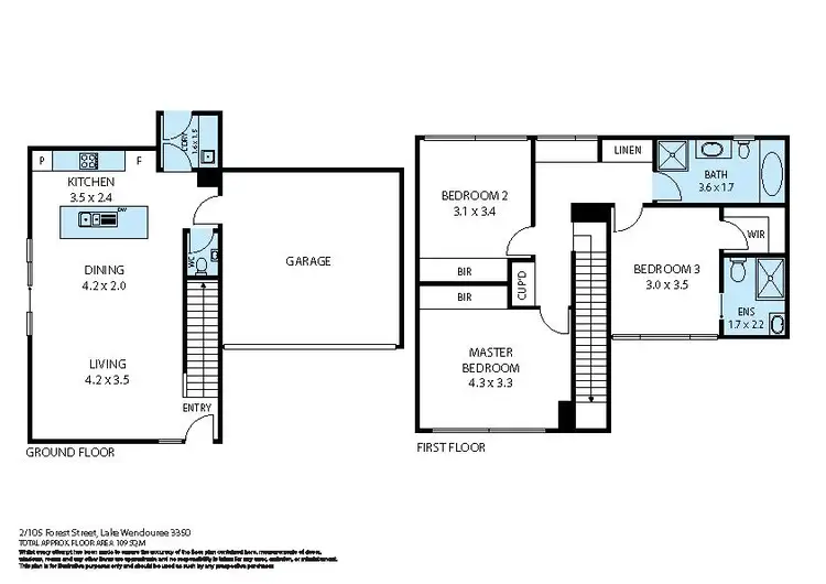 Floorplan of Homely townhouse listing, 2/105 Forest Street, Lake Wendouree VIC 3350