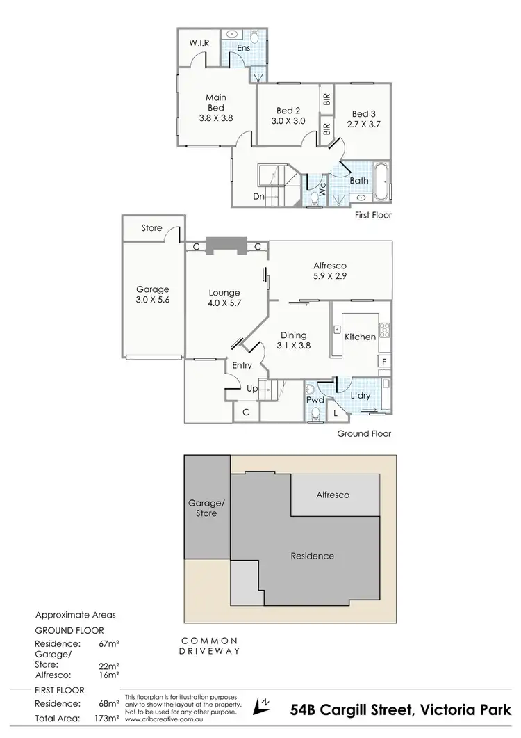 Floorplan of Homely townhouse listing, 54B Cargill Street, Victoria Park WA 6100