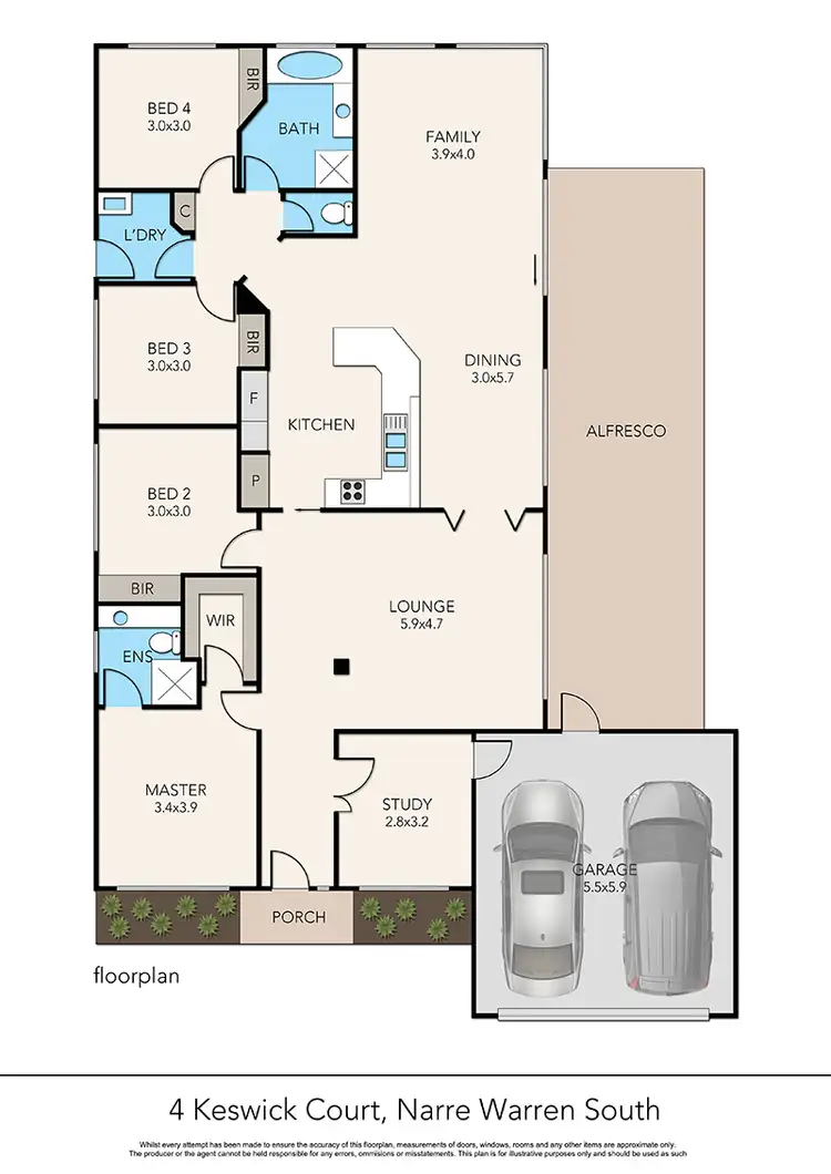 Floorplan of Homely house listing, 4 Keswick Court, Narre Warren South VIC 3805