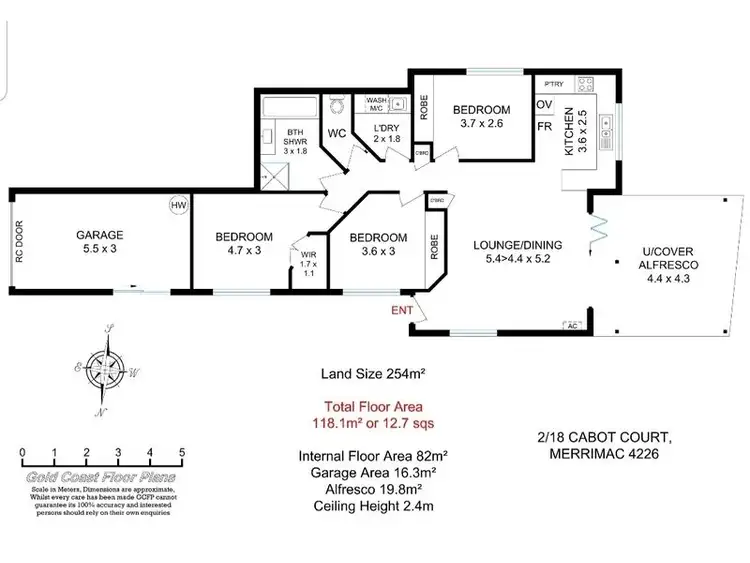 Floorplan of Homely semi-detached listing, 2/18 Cabot Court, Merrimac QLD 4226