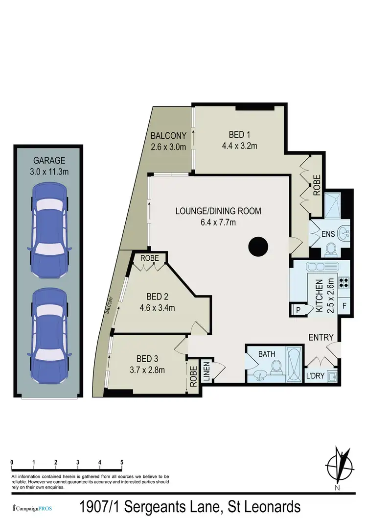 Floorplan of Homely apartment listing, 1907/1 Sergeants Lane, St Leonards NSW 2065