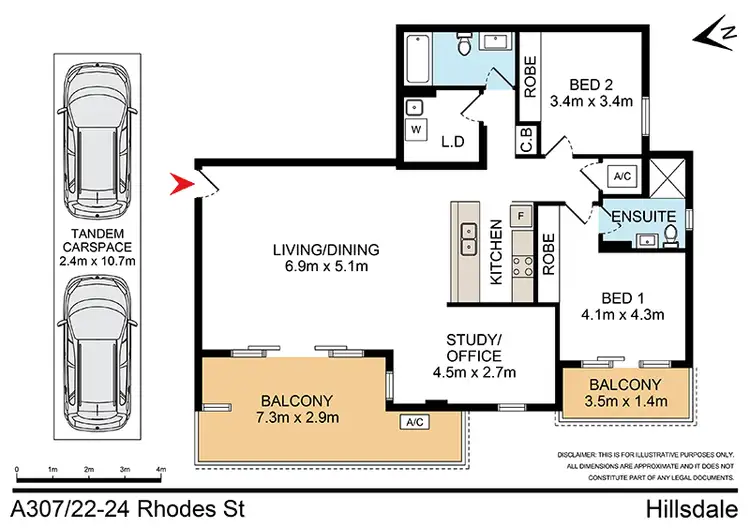 Floorplan of Homely unit listing, A307/22-24 Rhodes Street, Hillsdale NSW 2036