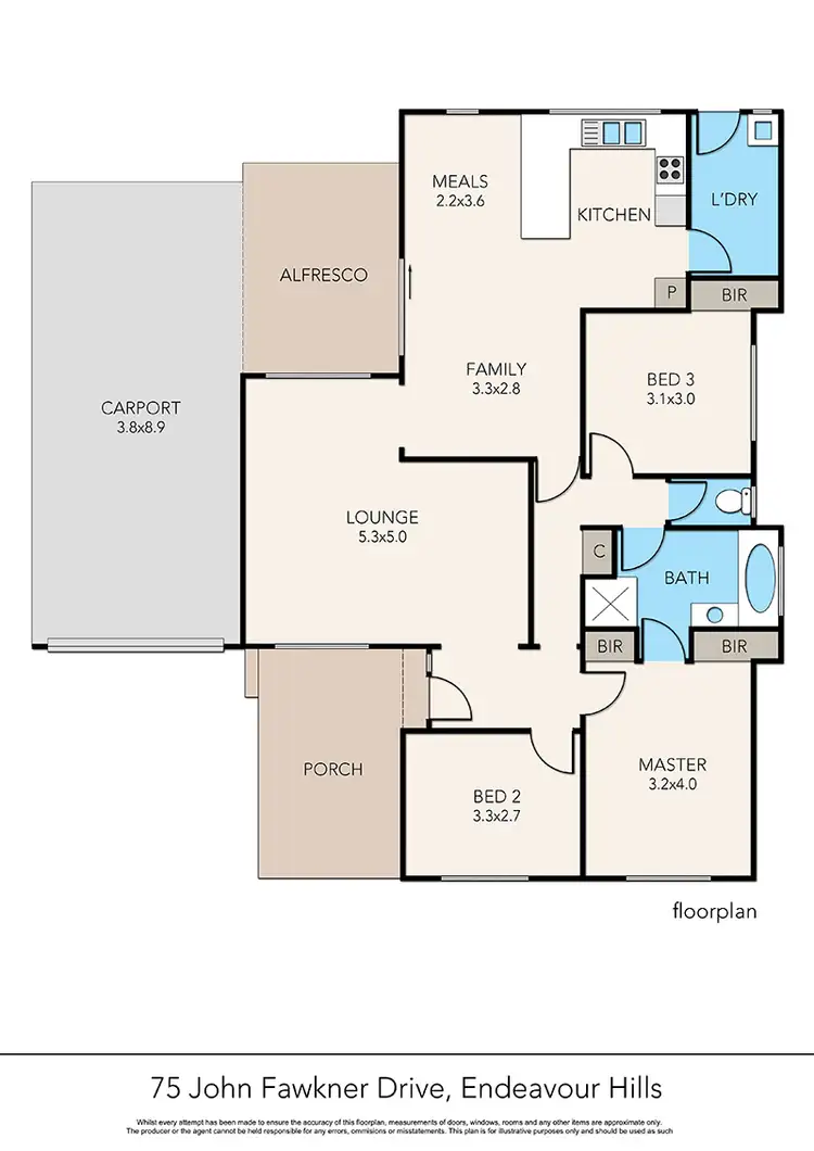Floorplan of Homely house listing, 75 John Fawkner Drive, Endeavour Hills VIC 3802