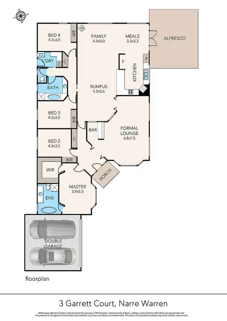 Floorplan of Homely house listing, 3 Garrett Court, Narre Warren VIC 3805
