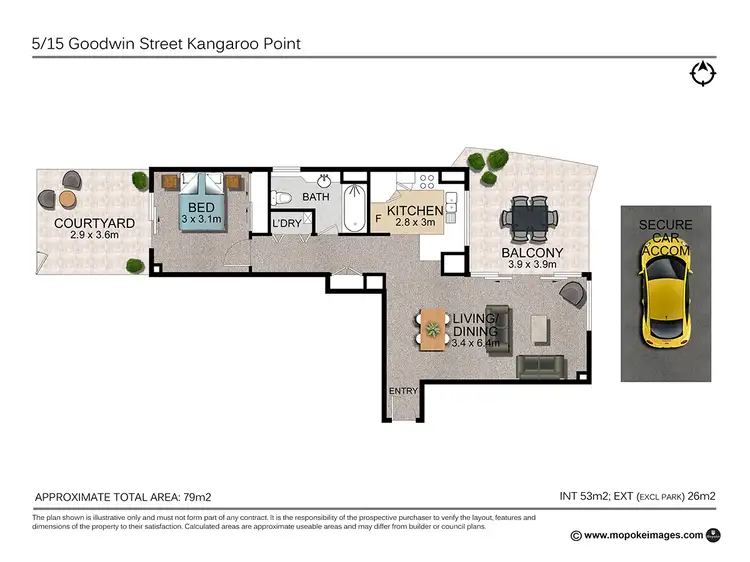 Floorplan of Homely apartment listing, 5/15 Goodwin Street, Kangaroo Point QLD 4169