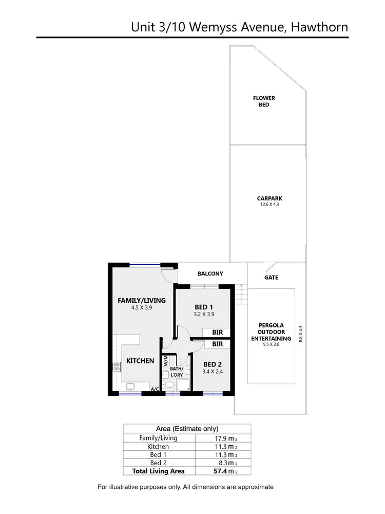 Floorplan of Homely unit listing, 3/10 Wemyss Avenue, Hawthorn SA 5062