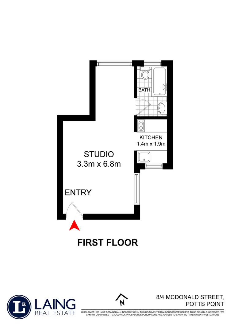 Floorplan of Homely studio listing, 8/4 McDonald Street, Potts Point NSW 2011