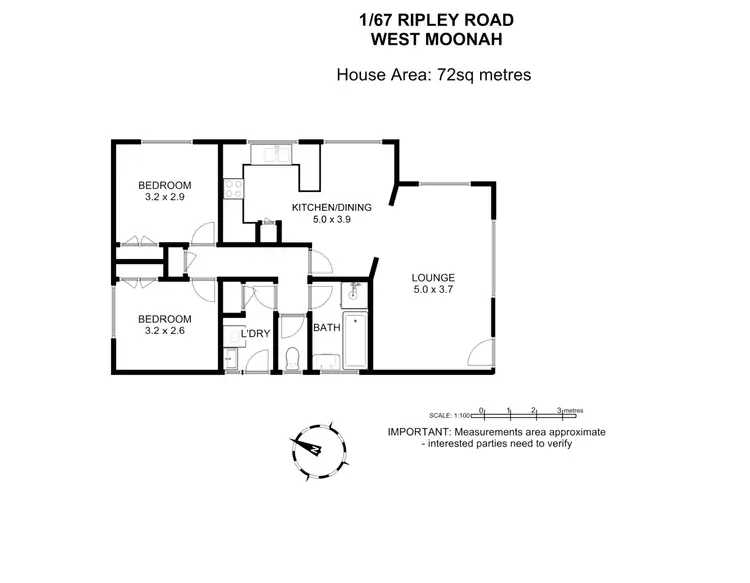 Floorplan of Homely villa listing, 1/67-69 Ripley Road, West Moonah TAS 7009