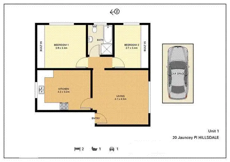 Floorplan of Homely unit listing, 1/20 Jauncey Place, Hillsdale NSW 2036