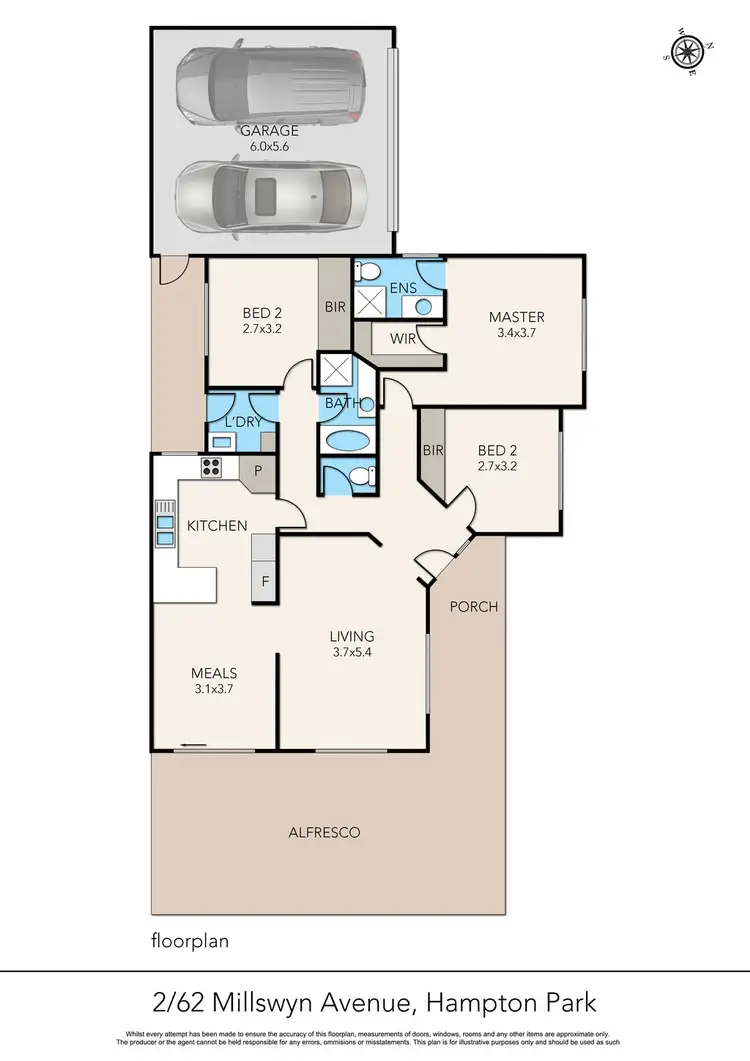 Floorplan of Homely unit listing, 2 /62 Millswyn Avenue, Hampton Park VIC 3976