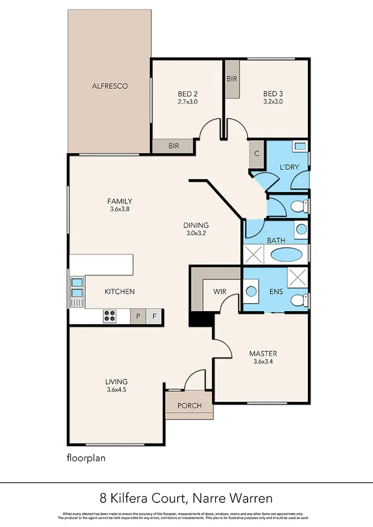Floorplan of Homely house listing, 8 Kilfera Court, Narre Warren VIC 3805