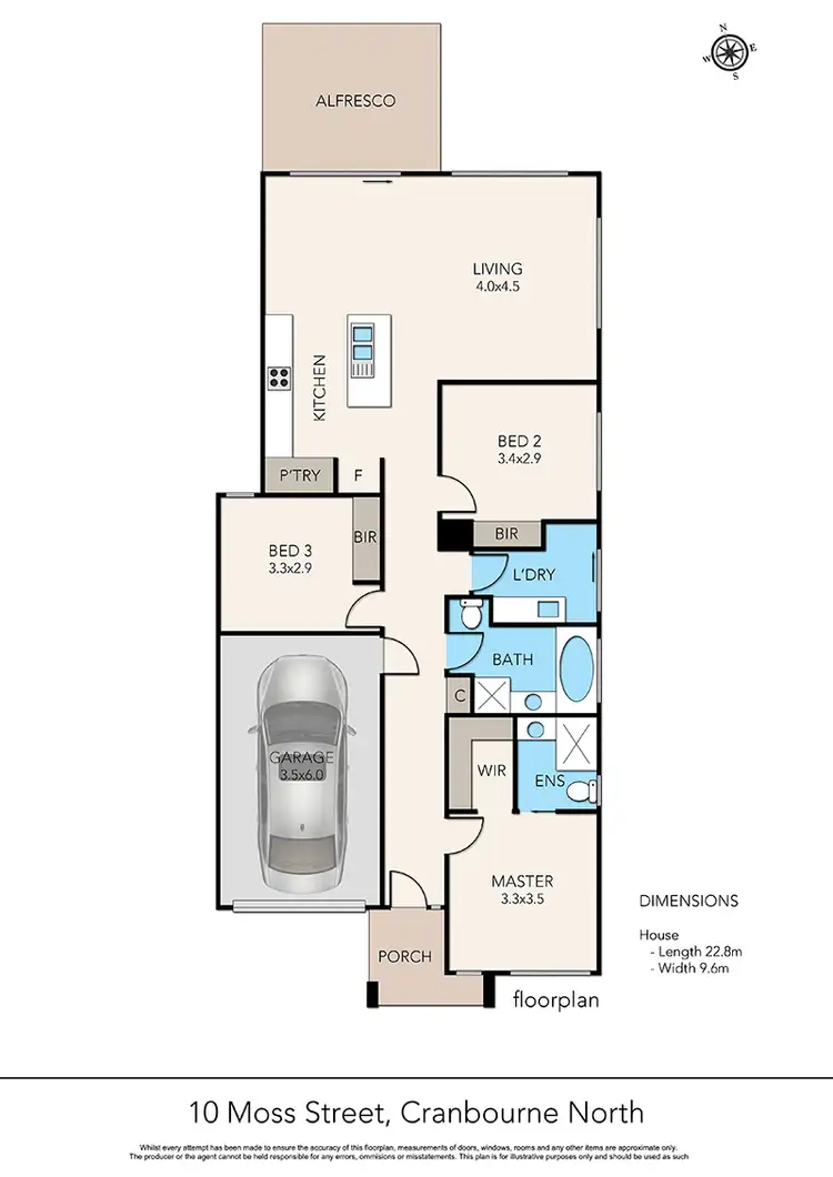 Floorplan of Homely house listing, 10 Moss Street, Cranbourne North VIC 3977