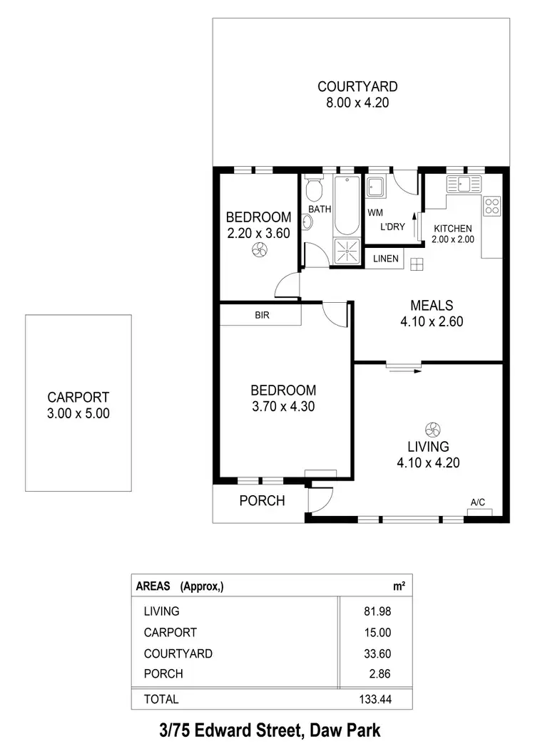 Floorplan of Homely unit listing, 3/75 Edward St, Daw Park SA 5041