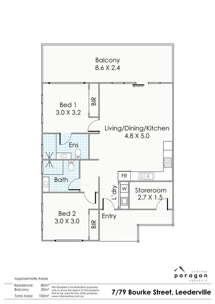 Floorplan of Homely apartment listing, 7/79 Bourke Street, Leederville WA 6007