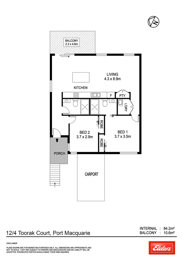 Floorplan of Homely unit listing, 12/4 Toorak Court, Port Macquarie NSW 2444
