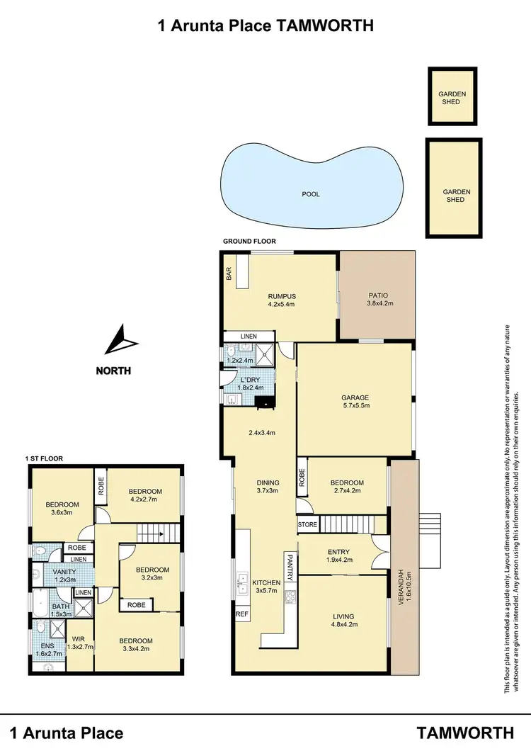 Floorplan of Homely house listing, 1 Arunta Place, Tamworth NSW 2340
