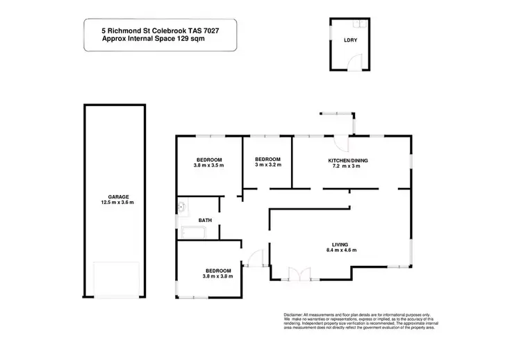 Floorplan of Homely house listing, 5 Richmond Street, Colebrook TAS 7027