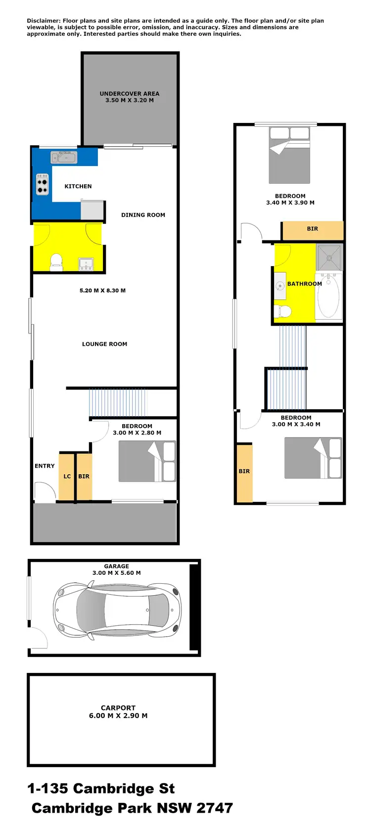 Floorplan of Homely semi-detached listing, 1/135 Cambridge Street, Cambridge Park NSW 2747