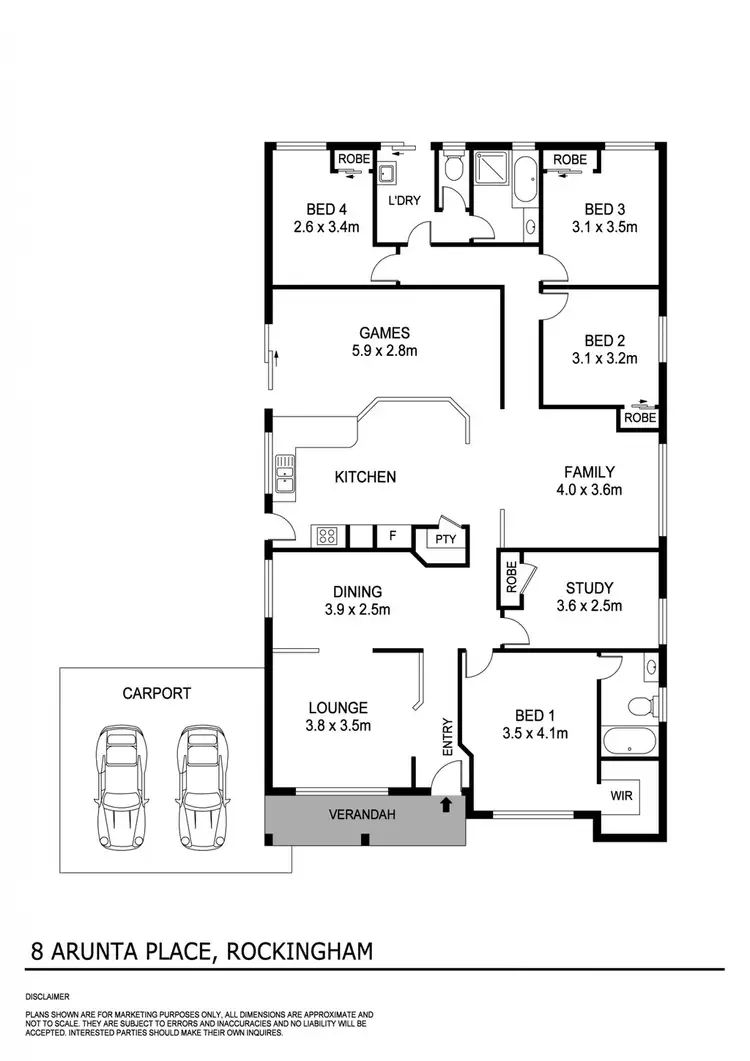 Floorplan of Homely house listing, 8 Arunta Place, Rockingham WA 6168