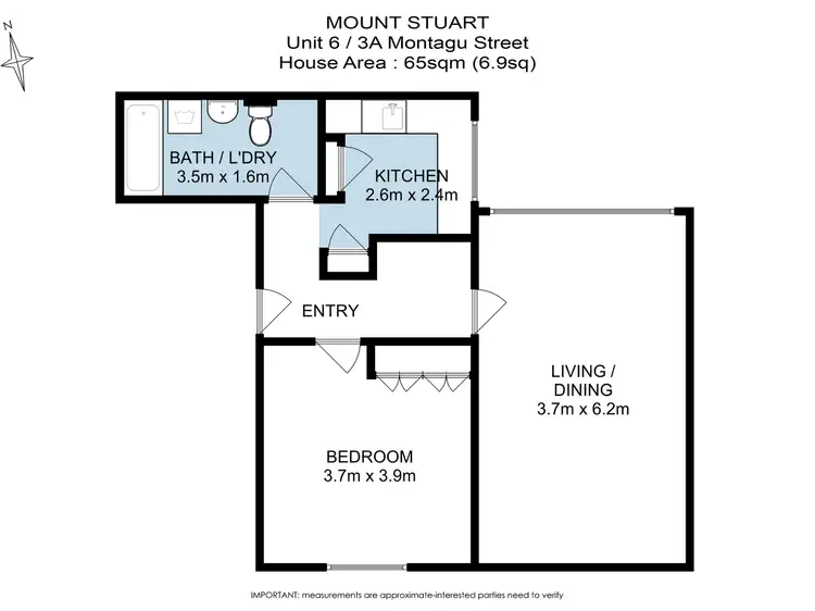 Floorplan of Homely unit listing, 6/3A Montagu Street, Mount Stuart TAS 7000
