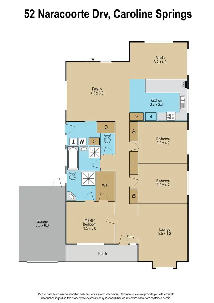 Floorplan of Homely house listing, 52 Naracoorte Drive, Caroline Springs VIC 3023
