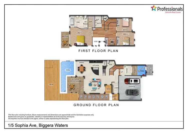 Floorplan of Homely semi-detached listing, 1/5 Sophia Avenue, Biggera Waters QLD 4216
