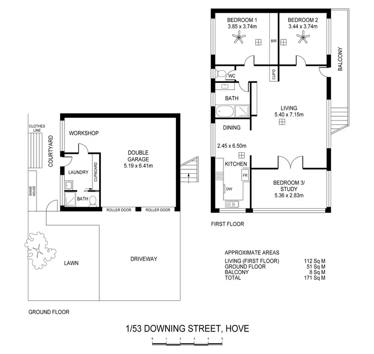 Floorplan of Homely unit listing, 1/53 Downing Street, Hove SA 5048