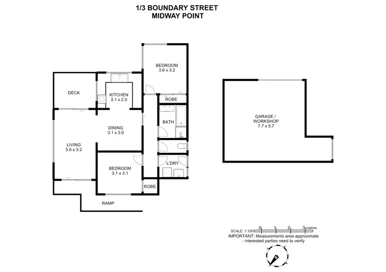 Floorplan of Homely unit listing, 1/3 Boundary Street, Midway Point TAS 7171